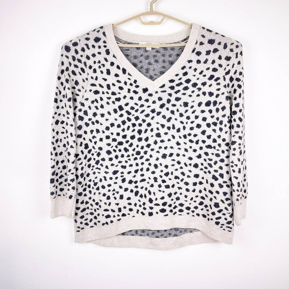 LOFT Plus Animal Print Leopard V-Neck Pullover Sweater Wool Blend Women's 20 22 - Picture 1 of 7